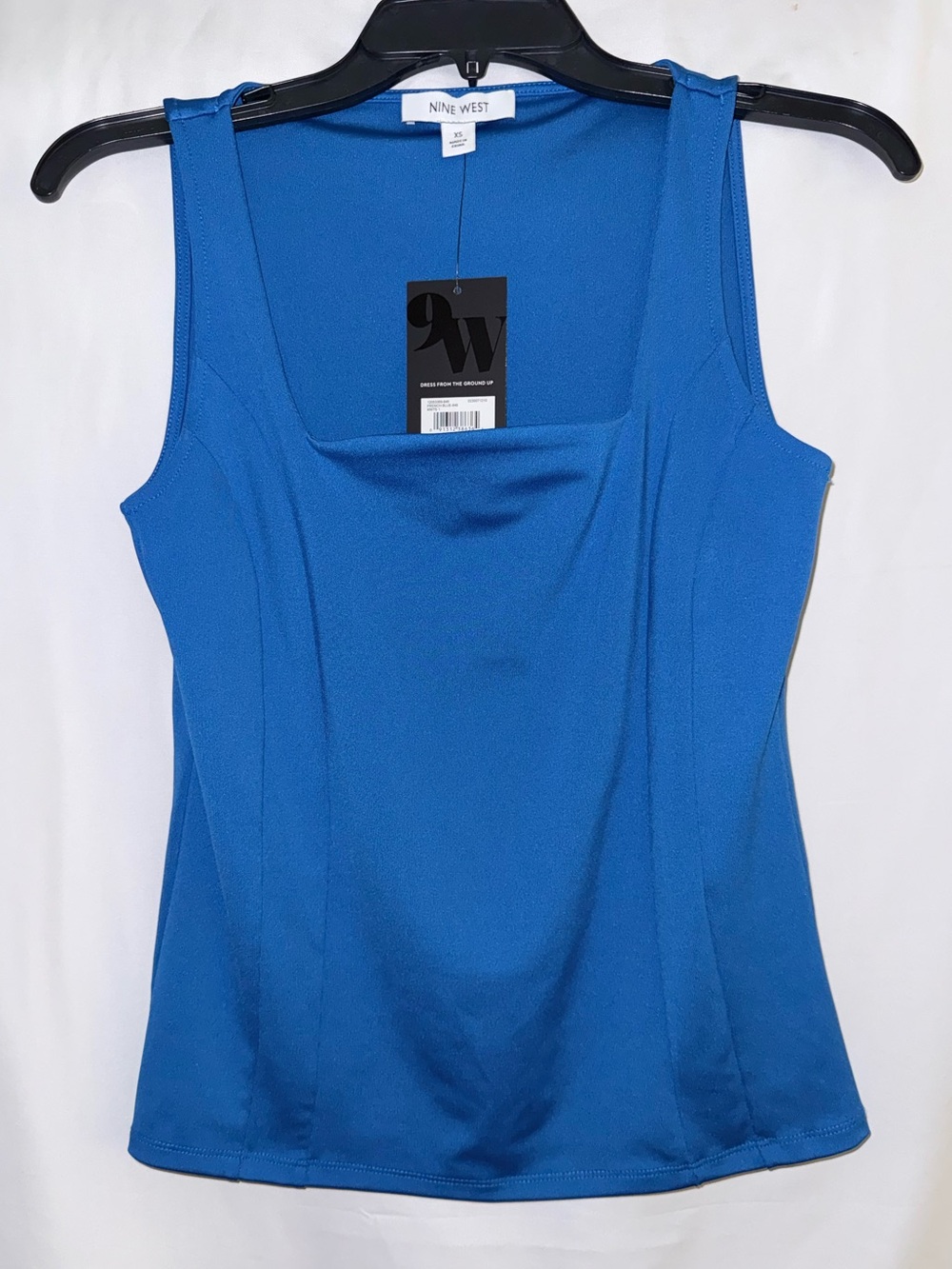 NWT Nine West French Blue Square Neck Sleeveless Top Size XS